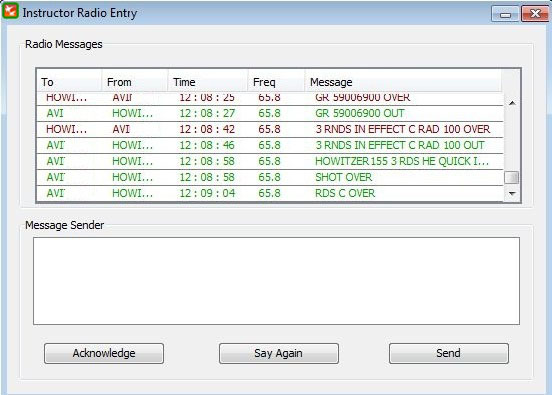 ∆ Image VBS2Fires_18: Fires Instructor Radio Console Window