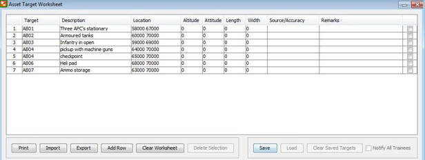 ∆ Image VBS2Fires_30: Fires Target Worksheet for Asset 20 Window