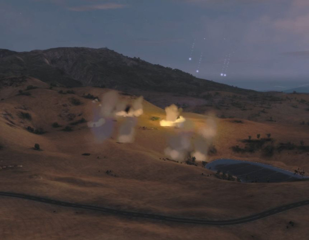 ∆ Image VBS2Fires_39b: VBS2 environment, fires mission rounds completed